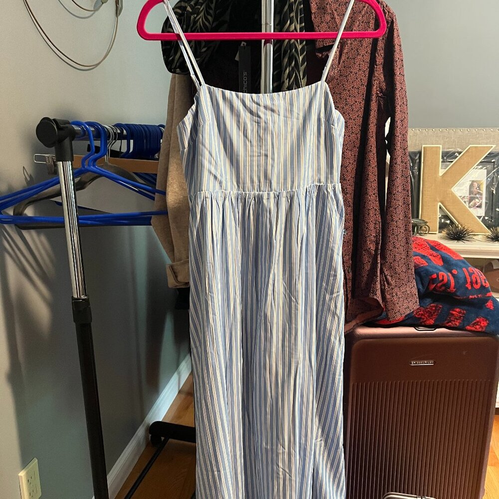 NWT The Raconteur Spaghetti Strap Blue/White Stripe Midi Dress SP